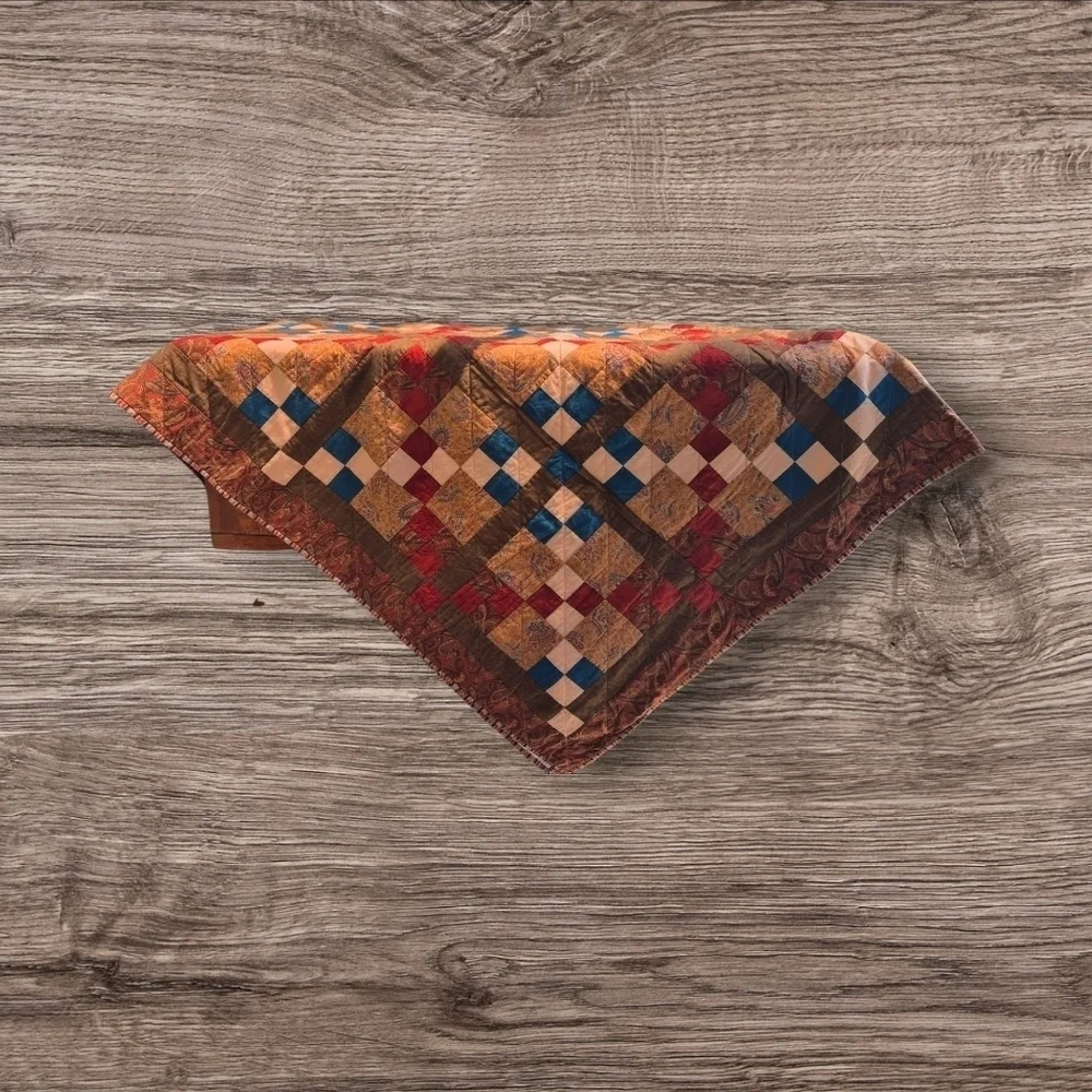 Handmade Brown/Red Tone Quilt  63
